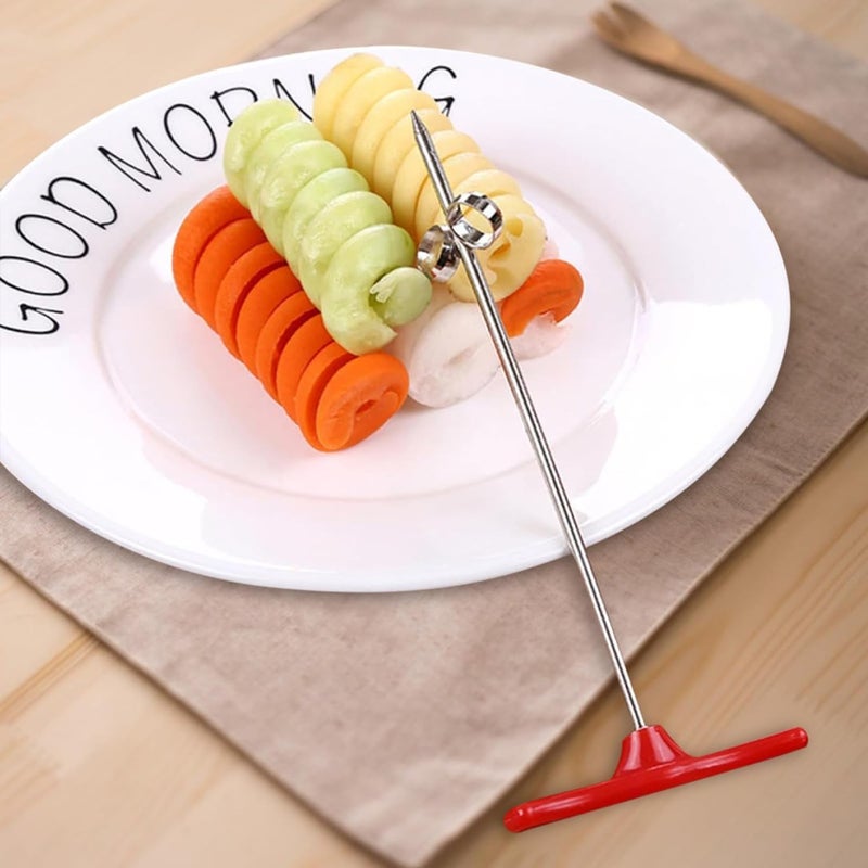 WinldMonmo Red Spiral Slicer Radish Potato Spiral Cutter, Vegetables Fruits Spiral Twist Knife Scroller, Stainless Steel Magic Scroller Graters, Peelers and Slicers - Image 4